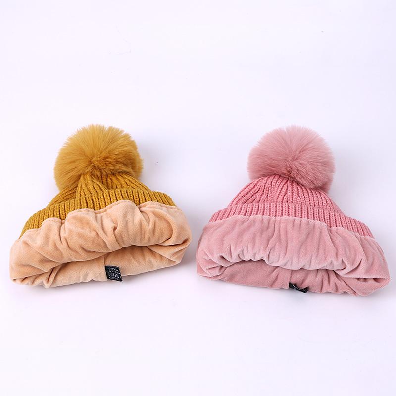 Ba Lô Cho Bé Nón Khăn Găng Tay Bộ Đôi Pompom Dệt Kim Bò Mùa Thu Mùa Đông Ấm Áp Trẻ Em Skullies Khăn Găng Tay Phù Hợp Với