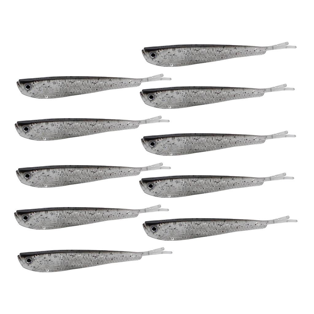 10pcs Paddle Tail Swimbaits, Soft Jerk Baits, Soft Fishing Lures - 3D Lifelike Eyes, Split Tail