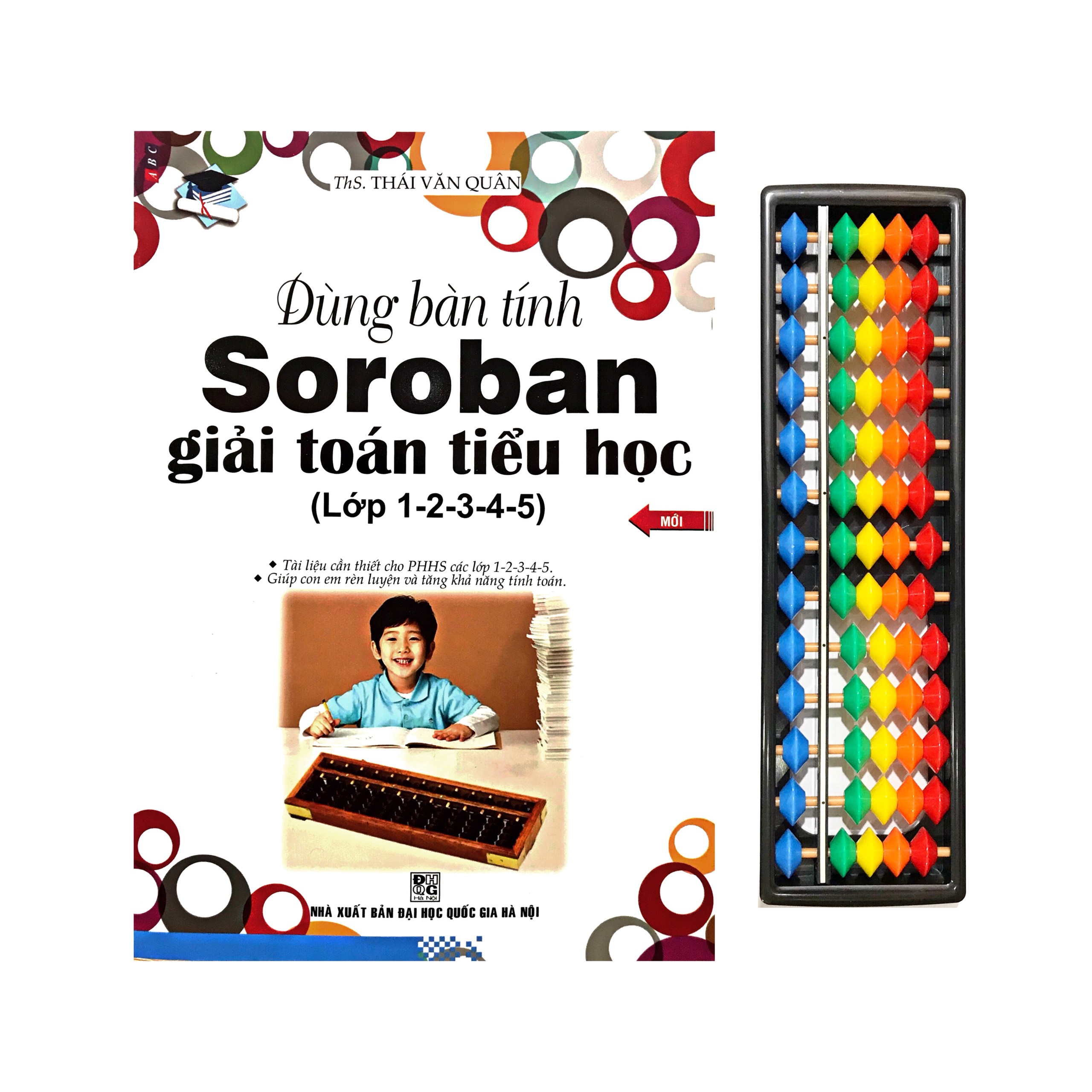 Dùng bàn tính Soroban giải toán tiểu học ( lớp 1-2-3-4-5) kèm bàn tính Soroban size lớn (20 x 5 cm)