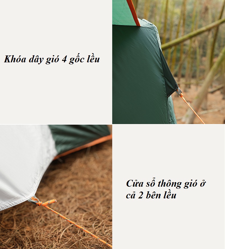 Lều cắm trại 2 phòng ngủ không gian rộng chống mưa nắng thoáng gió lều dã ngoại du lịch lớn sứa chứa 8-10 người