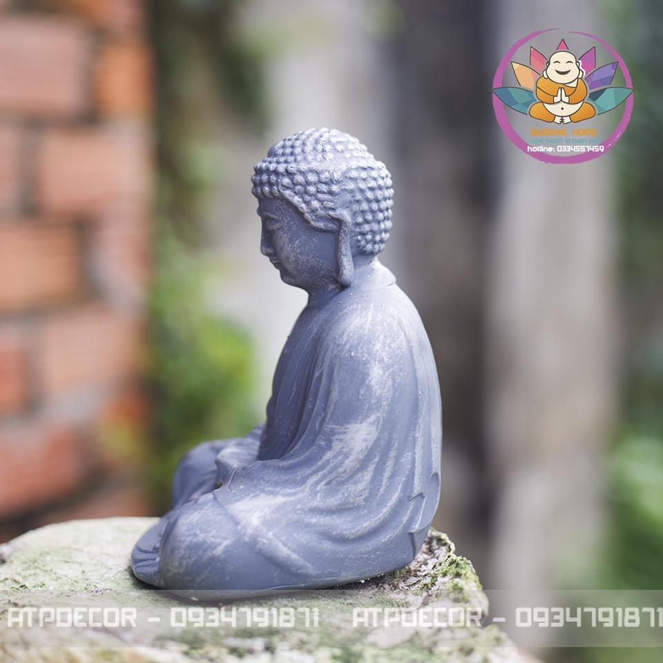 Tượng PHẬT đá xám thiền phong cách zen phong thủy, trang trí hồ cá, hồ thủy sinh
