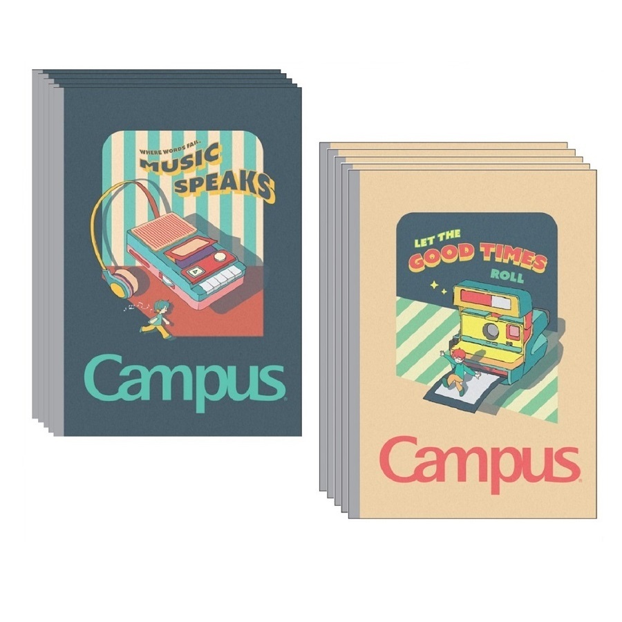 Lốc 5 quyển vở kẻ ngang có chấm khổ RETRO Campus 200 trang B5 NB-BRTR200 mẫu mới BRTR200