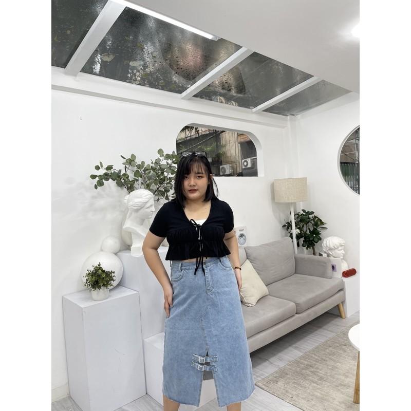 Chân váy jean bigsize Rika