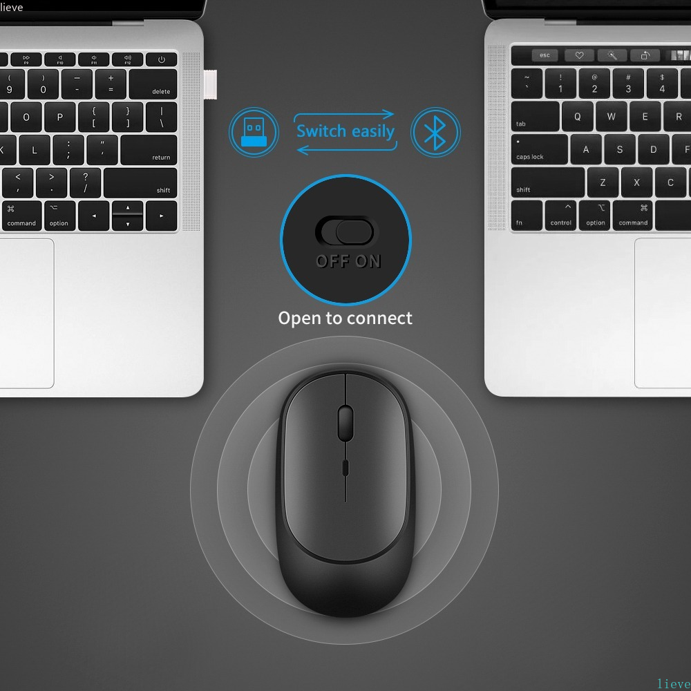 Chuột Bluetooth Không Dây Cho MacBook PC iPad Máy Tính Sạc Kép Chế Độ Bluetooth + USB Mous,Ergonomic Silent Chuột Không Dây