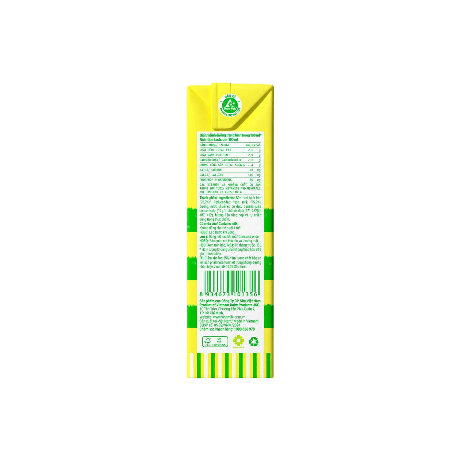 Combo Sữa Tươi Tiệt Trùng Dừa 100% Giảm Béo Vị Chuối 180ml Vinamilk