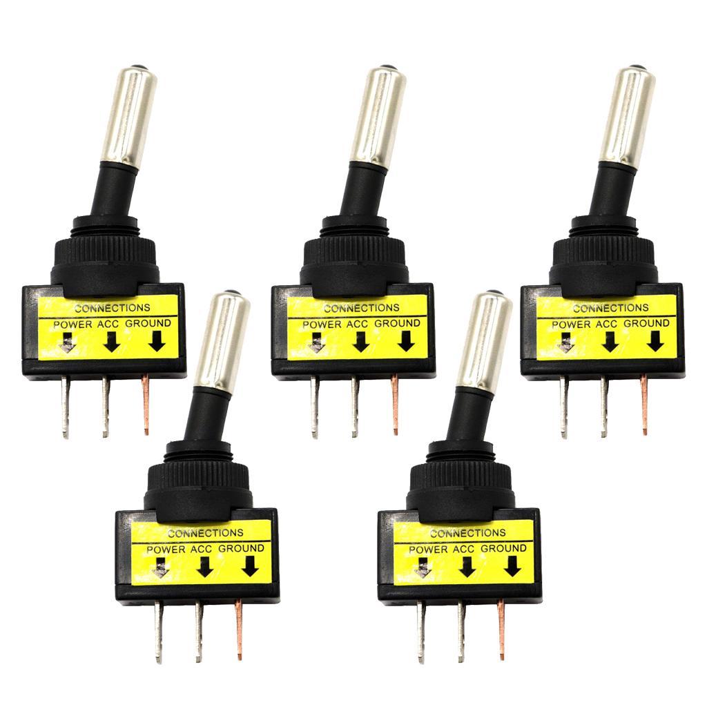 5pcs12V 20A LED Light OFF/ON SPST Toggle Rocker Switch 3Pin for Car Motorcycle Auto