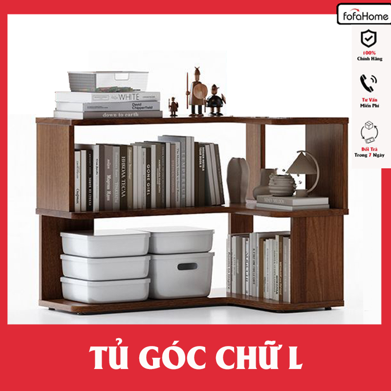 Tủ Góc Tường, Kệ Sách Nhiều Tầng Cao Cấp Dễ Lắp Ráp Chữ L Gỗ MDF Chắc Chắn
