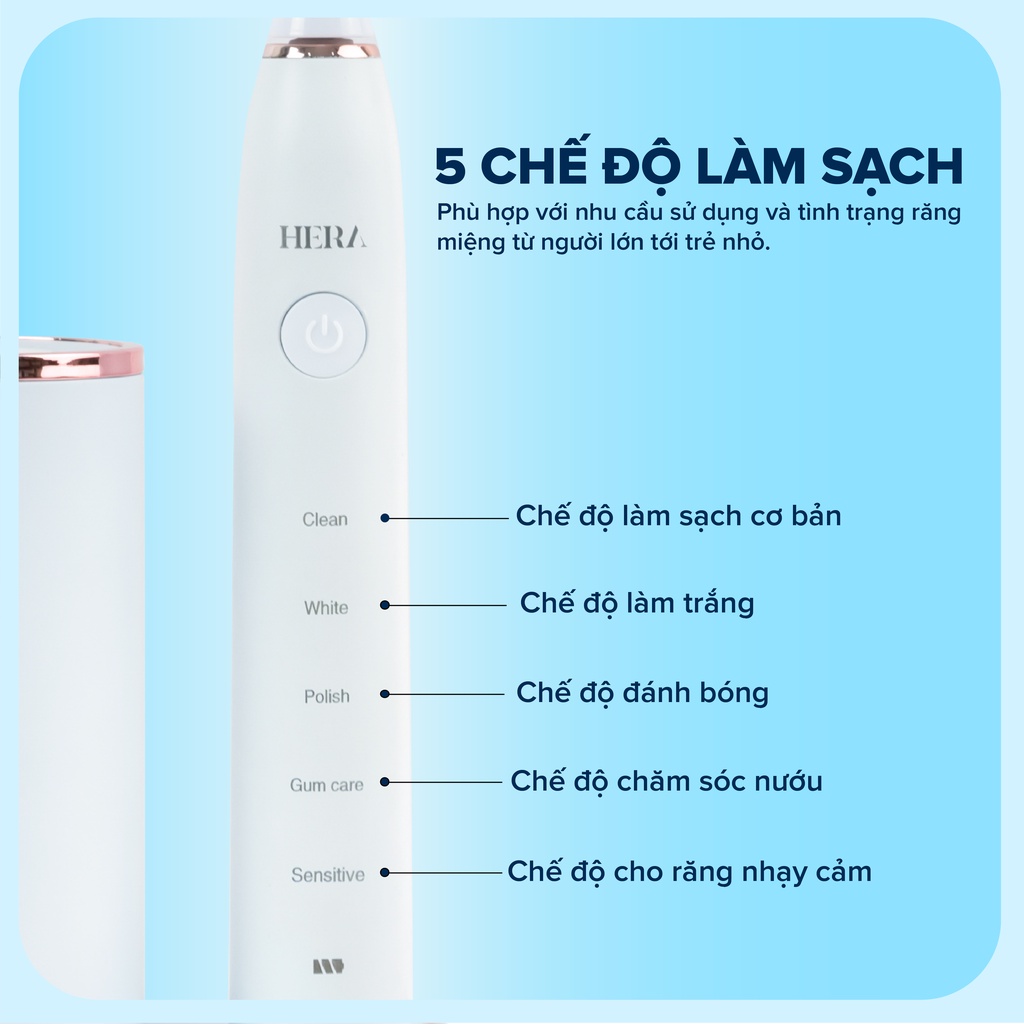 Bàn chải điện MAXCARE Hera Whitening diệt khuẩn sấy khô UVC tự động tặng kèm bộ bàn chải và túi du lịch