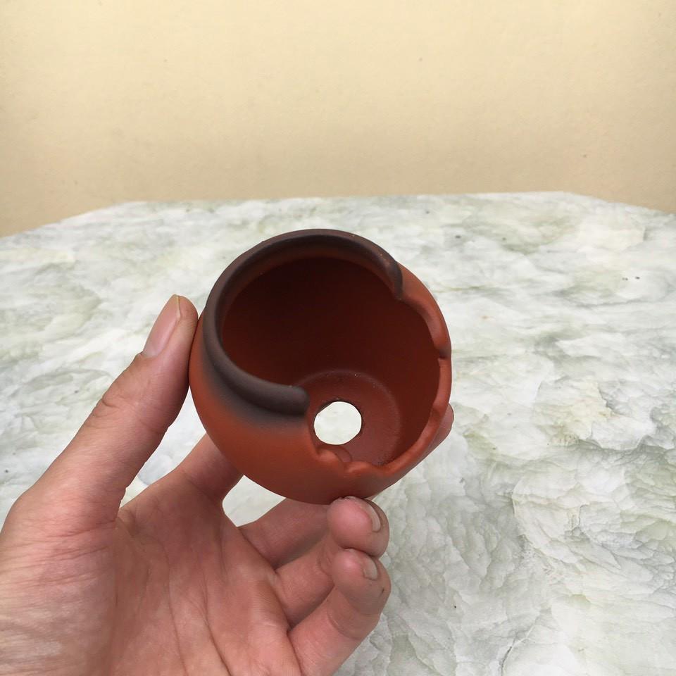 Chậu bonsai Chum khoét mini đất nung gốm Bát tràng 1 size BM-87