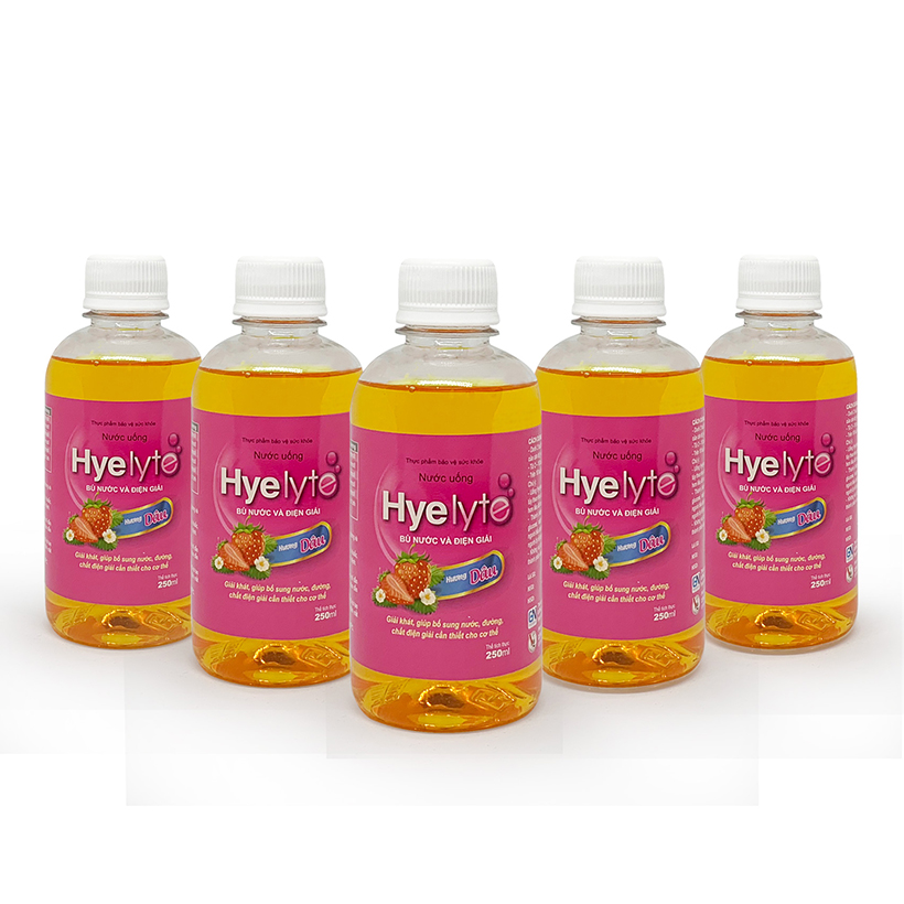 Bộ 5 chai Thực phẩm bảo vệ sức khỏe giúp bù nước và điện giải Hyelyte hương dâu, chai 250ml