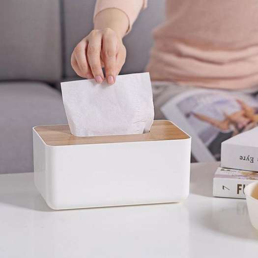 Hộp Đựng Khăn Giấy Nắp Gỗ, Hộp Khăn Giấy Decor Để Bàn Siêu Sang