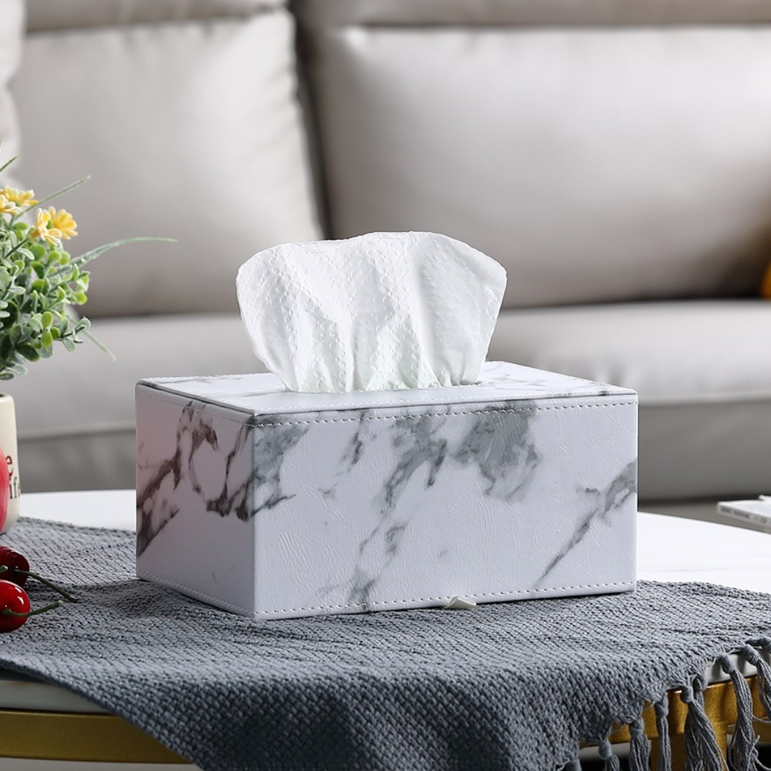 Hộp khăn giấy giả da họa tiết đá Marble