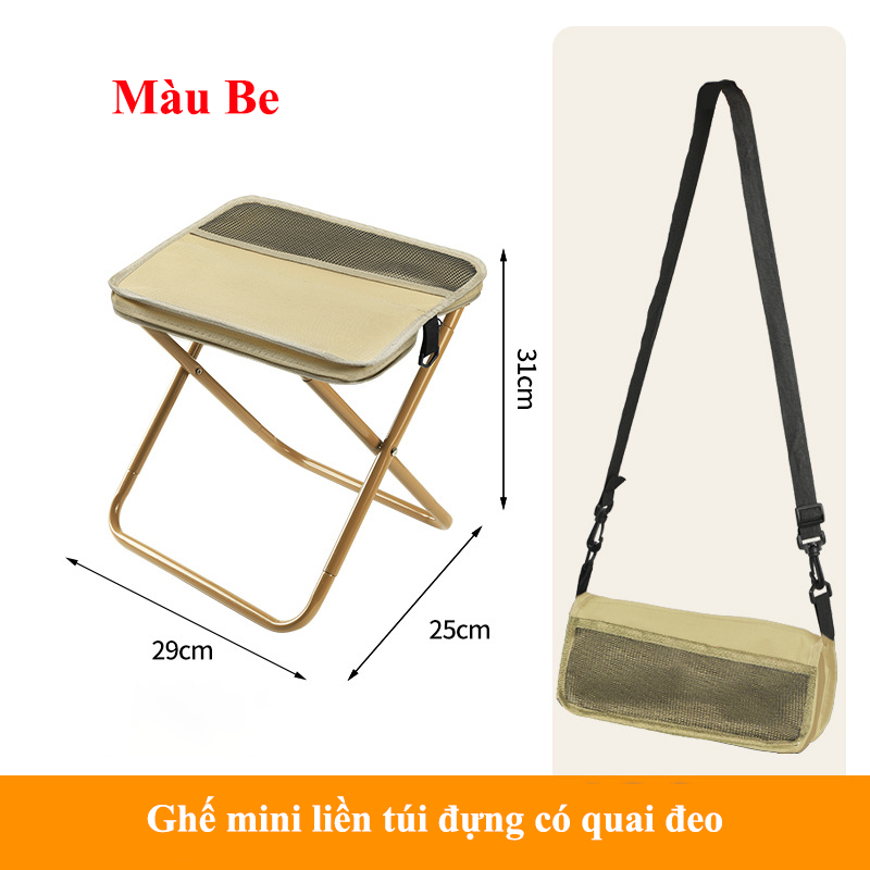 Ghế Mini Gấp Gọn Liền Túi Có Quai Đeo KUNBE Nhỏ Gọn Và Thuận Tiện Mang Theo Mọi Nơi