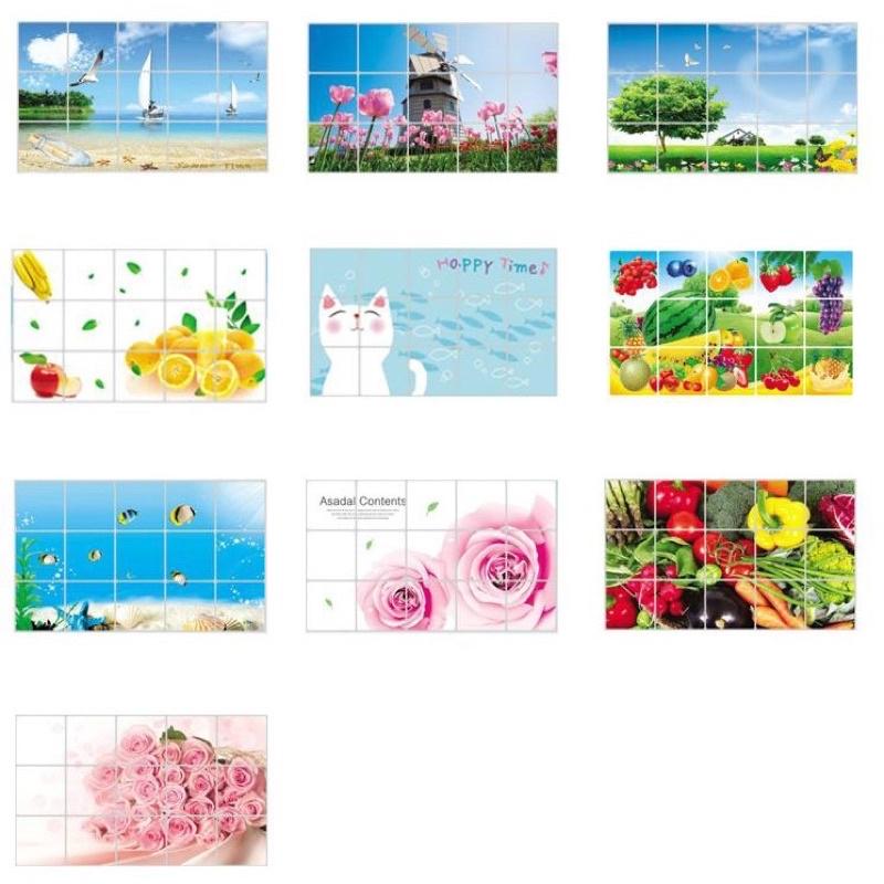Giấy dán tường cách nhiệt, chống dầu mỡ cho nhà bếp, Chịu Nhiệt - Decal Dán Bếp Họa Tiết 3D