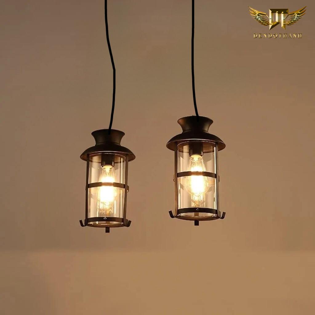 Đèn thả dầu trang trí quán cà phê trà sữa thả bàn ăn  thân hợp kim thủy tinh Đui đèn E27 tặng kèm bóng DDT798