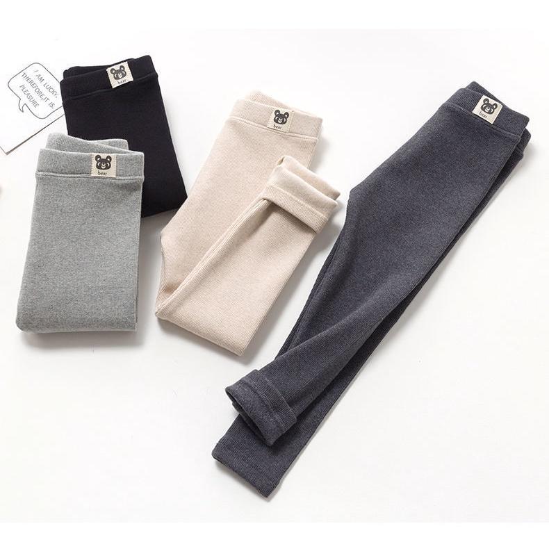 Quần dài - quần legging thun tăm cho bé gái trơn màu mềm và ấm size 100 - 150