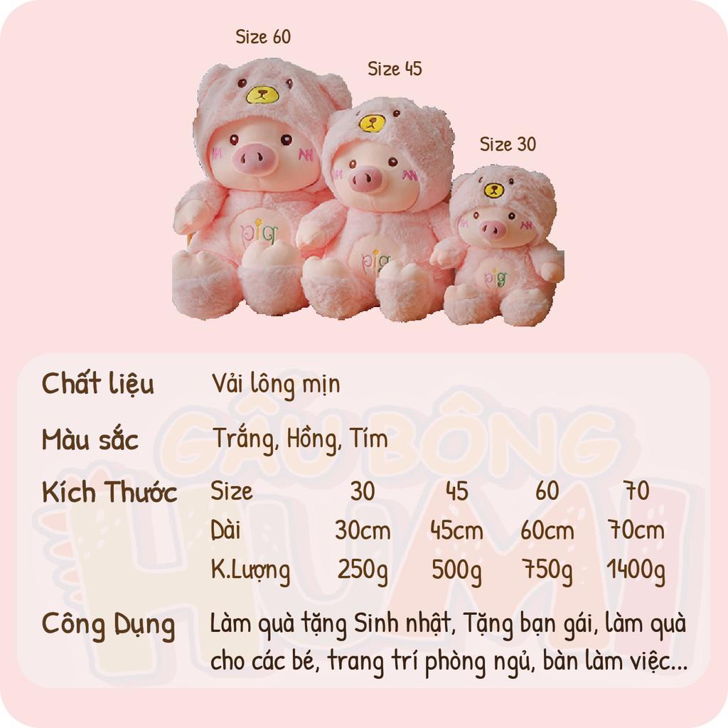 Gấu Bông Heo Cute Xịn Giá Rẻ Cute Dễ Thương Áo Bông Cao Cấp Size 30 - 70 - HUMI