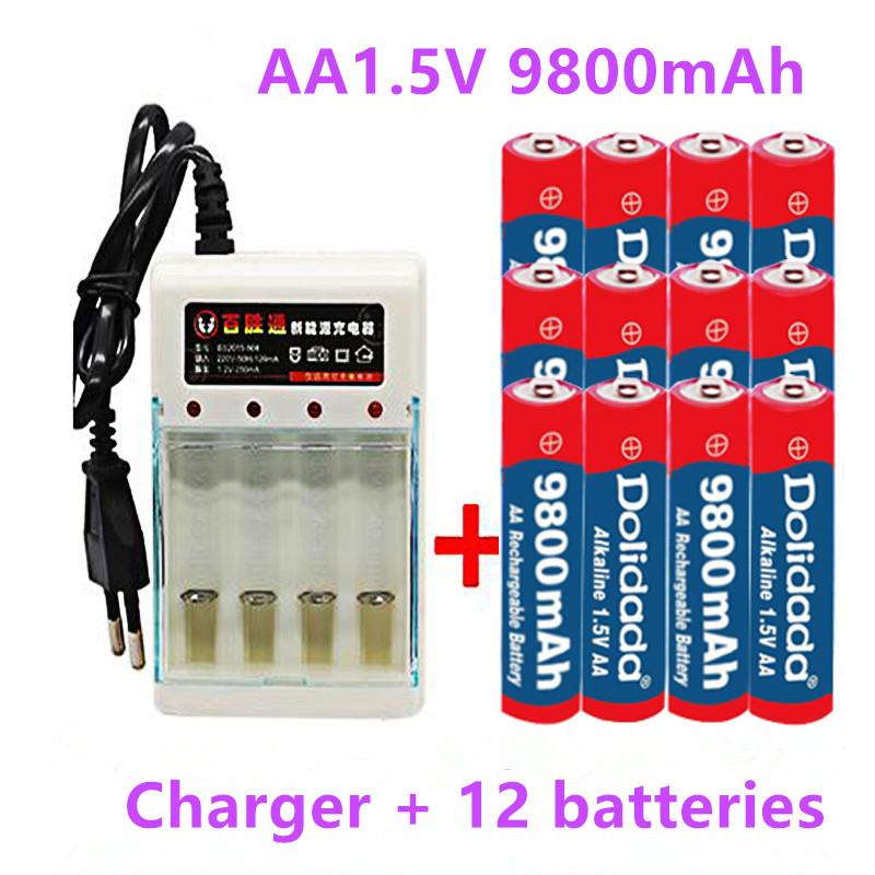 4-16 chiếc Thẻ mới Pin AA 9800 mah pin sạc AA 1.5 V Có thể sạc lại Alcalinas trốngmey mới + Giao hàng miễn phí Màu sắc: 16 chiếc