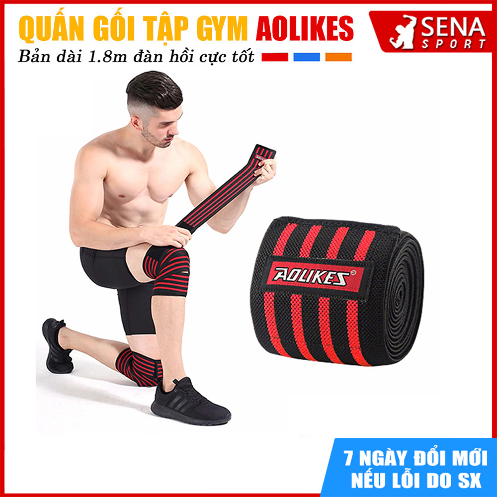 Quấn gối tập GYM ️chính hãng Aolikes hỗ trợ bảo vệ đầu gối trợ lực khi tập gym, squat