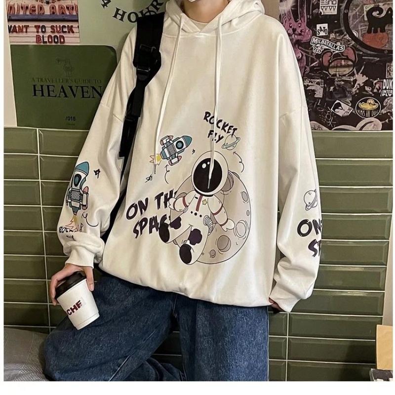 Áo Hoodie Lót Bông 100% Mũ Hai Lớp Áo Nỉ Lót Bông Nam Nữ Unisex Hình in phi hành gia Hàng Quảng Châu Siêu Đẹp