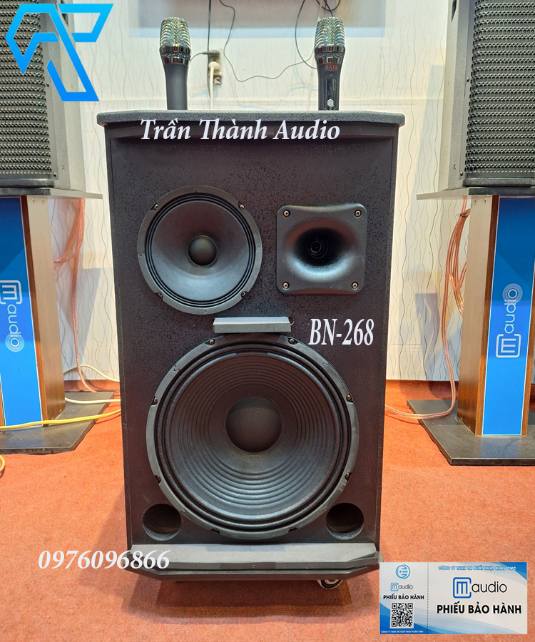 Loa Kéo Karaoke BNIB Model BN-268 bass 30 12 núm chỉnh tay mic UHF hàng chính hãng nhập khẩu mới nhất đón tết 2024 bảo hành 6 tháng