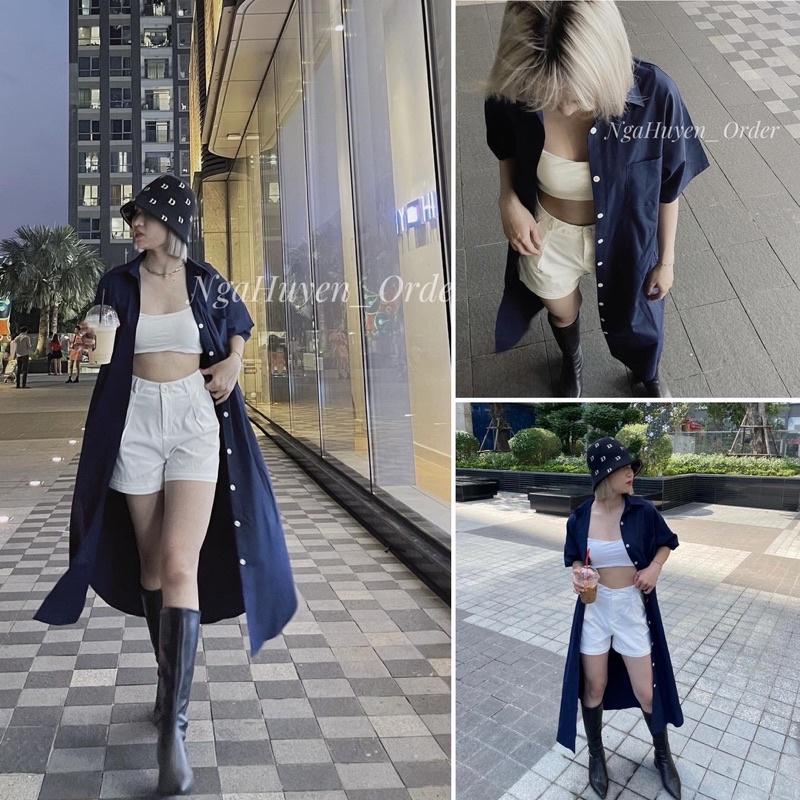 Sơ Mi VÁY dáng dày form rộng ngắn tay style Hàn chất dày