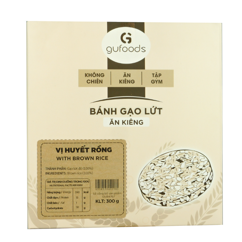 Bánh gạo lứt GUfoods (300g) - Không chiên dầu, Không đường, Từ gạo và ngũ cốc nguyên hạt, Lành mạnh, Phù hợp Eat clean, Ăn vặt healthy, Thực dưỡng, Tập gym, Thuần chay, Đa dạng hương vị