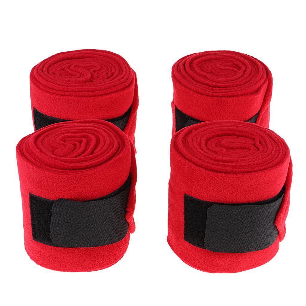 4 Rolls Fleece Leg Wraps Horse Equestrian Boots Bracer Leg Protection Wraps -