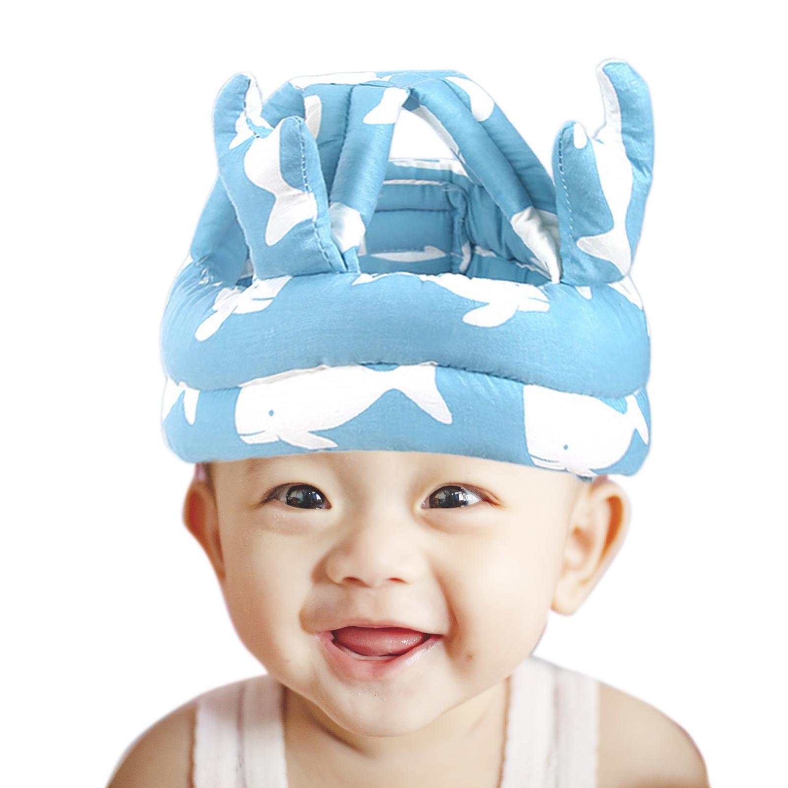 Protective Cap Adjustable Breathable Head Protection for Crawling Boys Blue