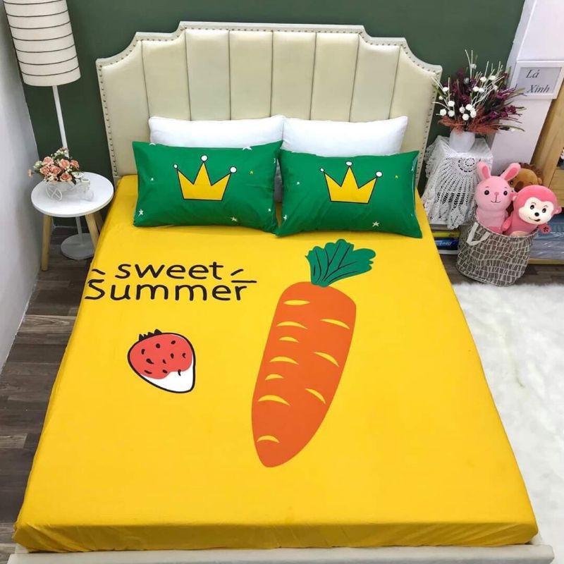 Bộ ga và 2 vỏ gối cotton 3D nhập khẩu