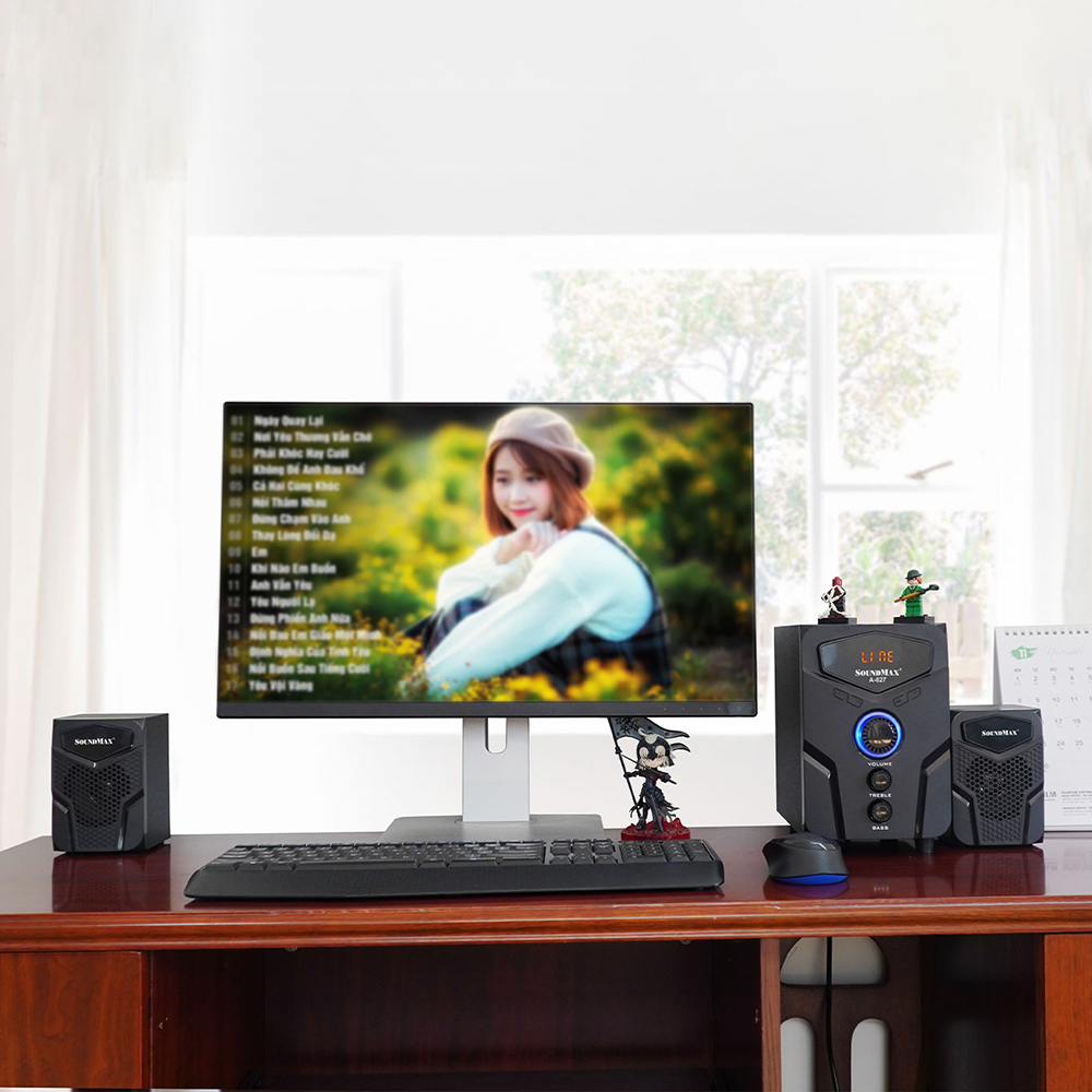 [Hàng Chính Hãng] Loa máy tính hỗ trợ bluetooth có đèn LED nút xoay SoundMax A-827 | A827 - Loa Nghe Nhạc