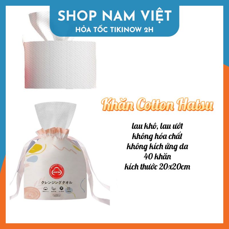 Khăn Mặt Cotton Đa Năng Hatsu Thế Hệ Mới,Khăn Lau Mặt Khô Hatsu Đa Năng Dùng 1 Lần Túi Rút Tiện Lợii