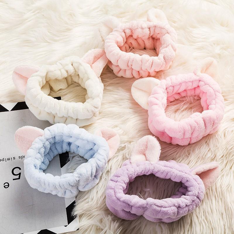 Băng đô rửa mặt, băng đô cài tóc tai mèo 3D cute vải nhung chất đẹp