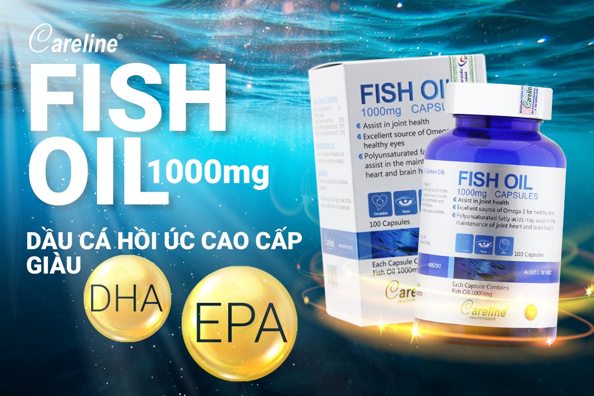 Hình ảnh Viên uống dầu cá hồi Careline Fish Oil 1000MG hỗ trợ tăng cường cải thiện trí nhớ và thị lực