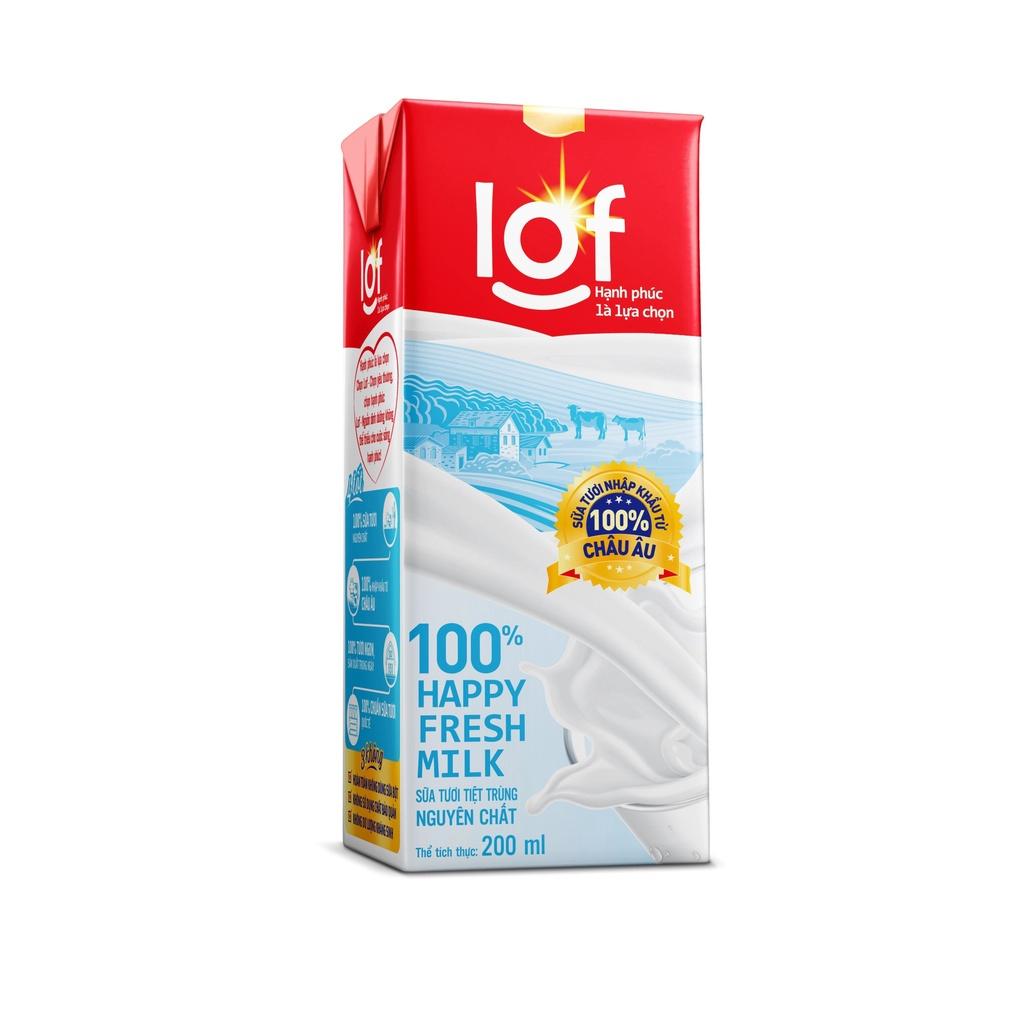 LOF_Sữa Tươi Nguyên Chất Happy Milk Không Đường Thùng 24 Hộp x 200ml