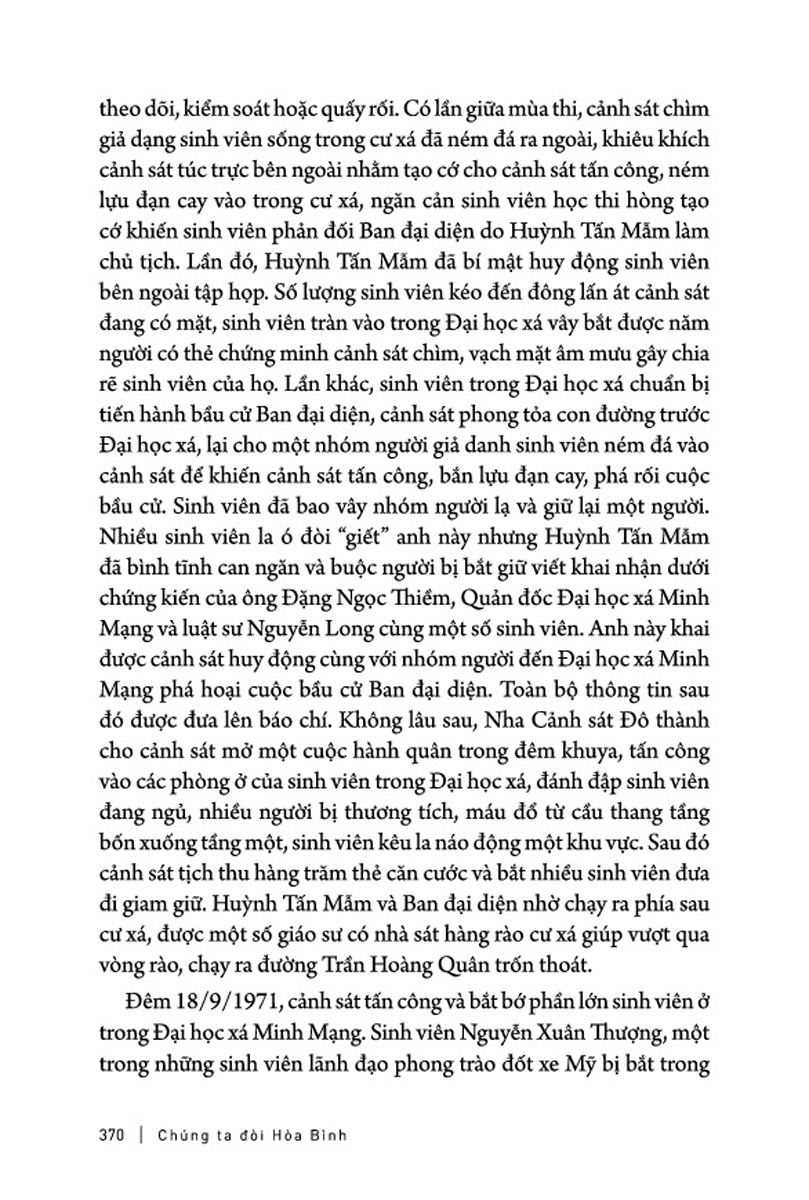 Chúng Ta Đòi Hòa Bình: Huỳnh Tấn Mẫm Và Phong Trào Yêu Nước, Tranh Đấu Của Thanh Niên, Sinh Viên, Học Sinh Sài Gòn, 1969-1975 _TRE