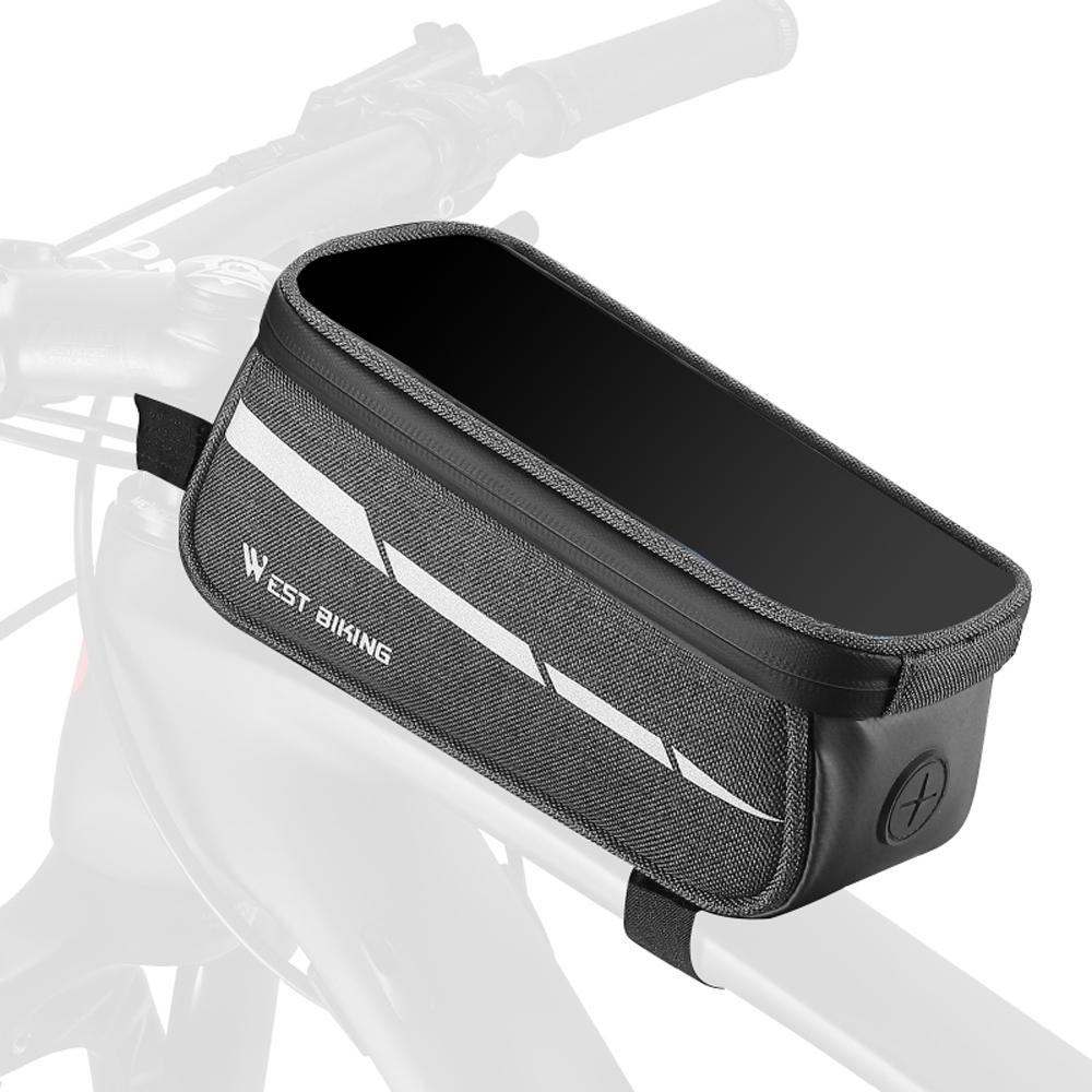 WEST BIKING 1L Bicycle Bag Reflective Bike Frame Fronttube Bag Touchscreen Mobilephone Bag Cycling Bag Road Bike Accessories