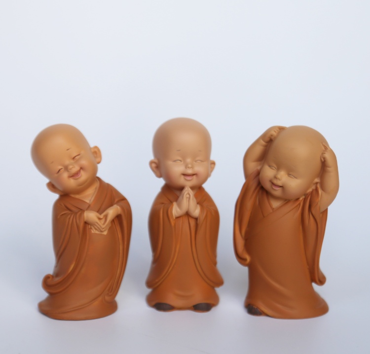 Bộ 3 tượng trang trí chú tiểu nhỏ Bình An loại nhỏ