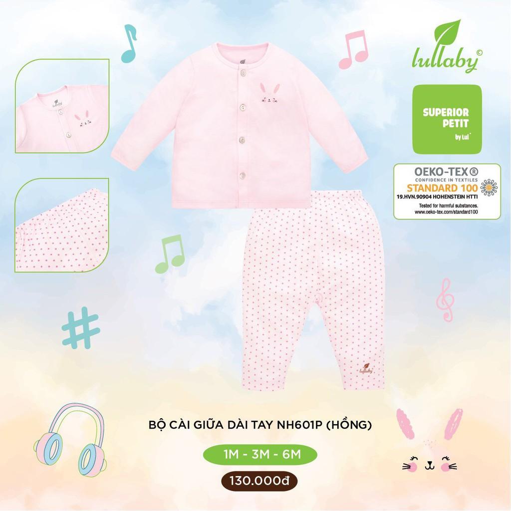 Bộ sơ sinh cài giữa Lullaby, quần áo sơ sinh vải peptit cao cấp