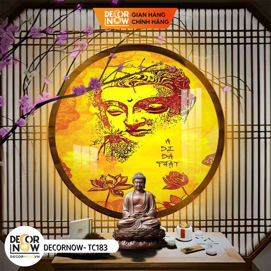 Đèn Hào Quang Phật In Tranh Trúc Chỉ DECORNOW 30,40 cm, Trang Trí Ban Thờ, Hào Quang Trúc Chỉ HOA SEN DCN-TC183
