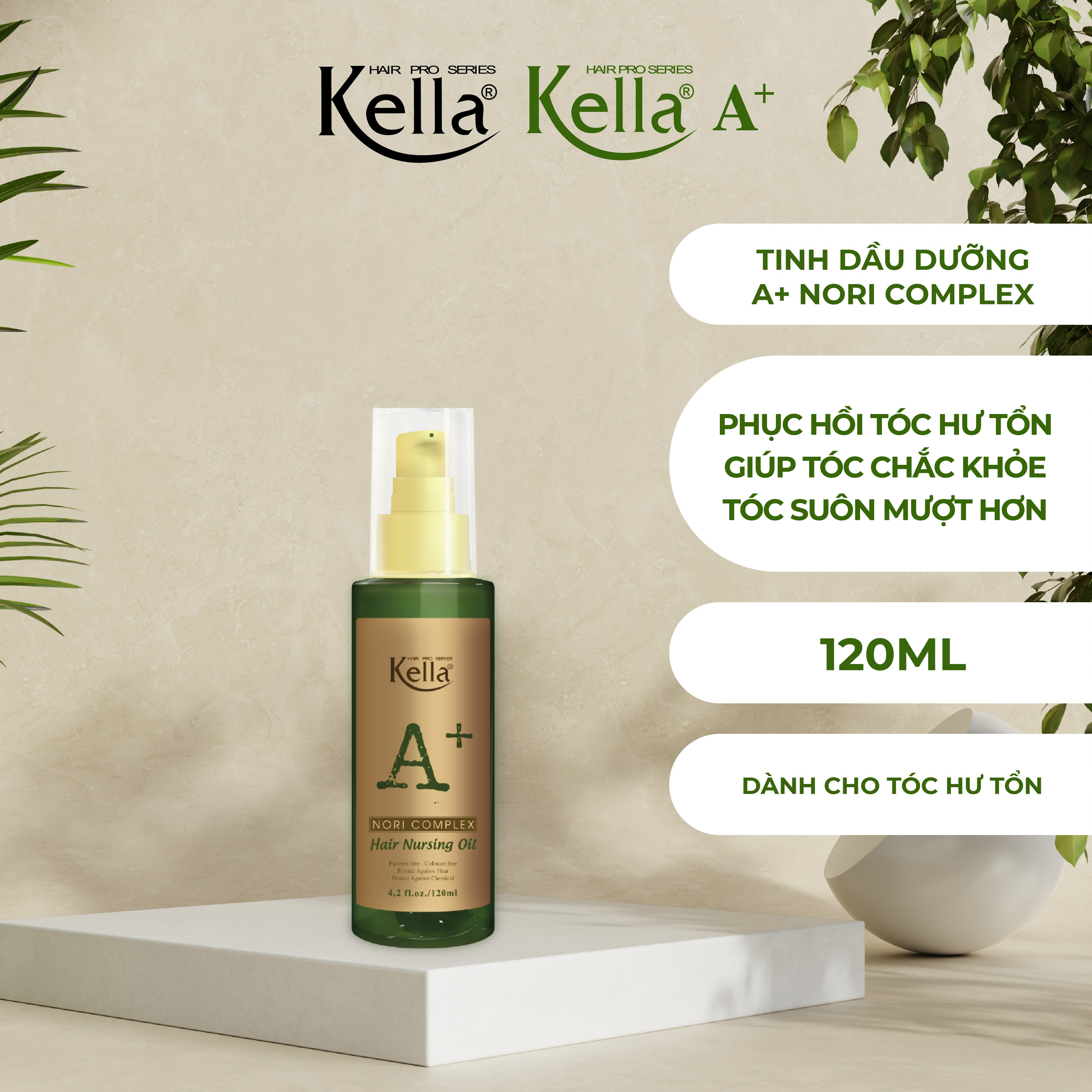 Tinh dầu dưỡng tóc phục hồi Kella A+ Nori Complex (Chai 120ml)