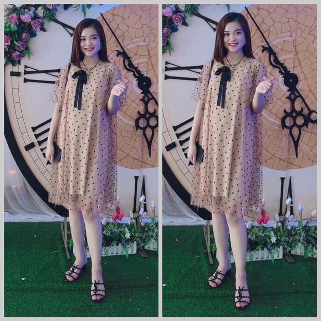 Váy bầu thời trang thiết kế chất ren freesize từ 45 đến 70kg