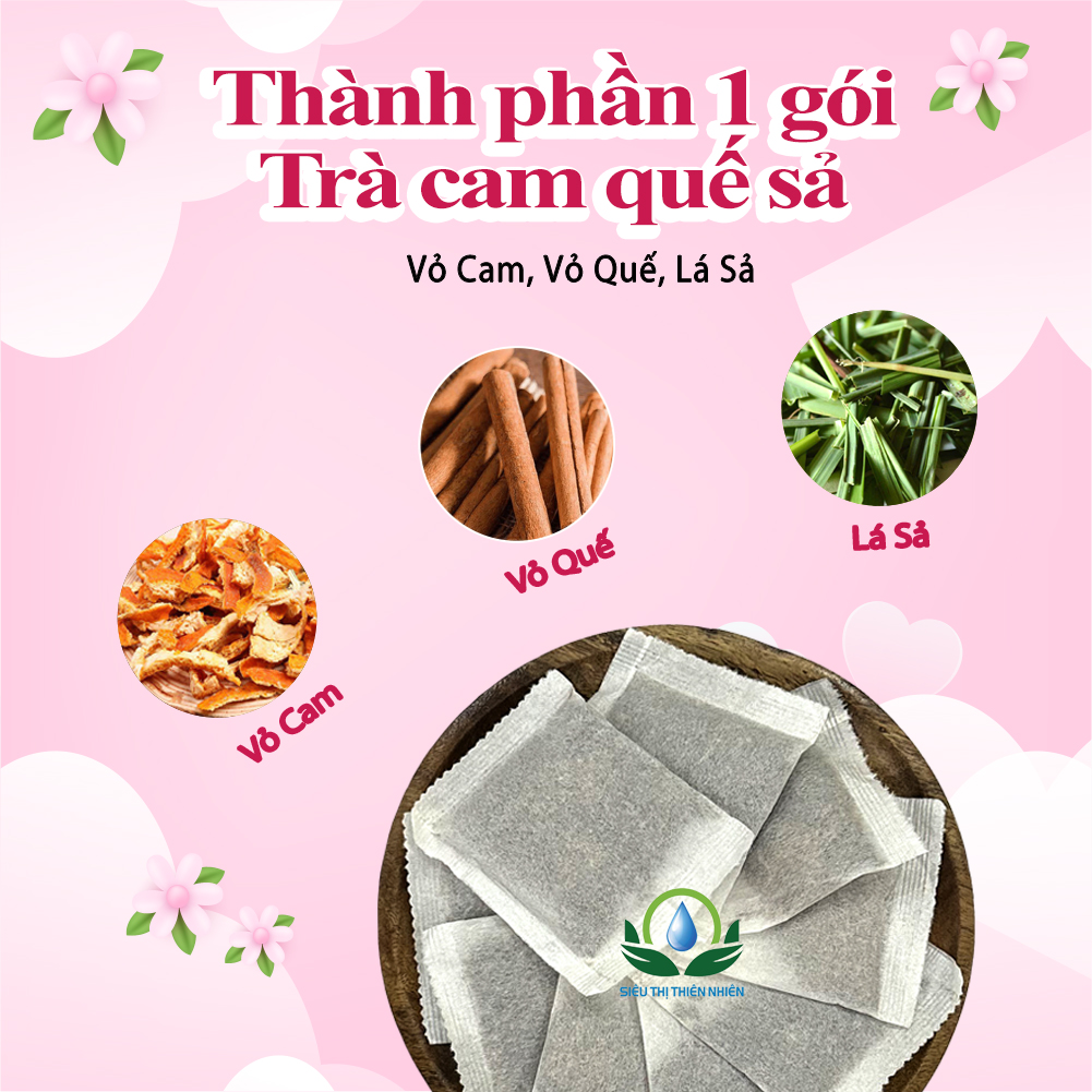 Trà Cam Quế Sả Mix Hộp 30 Gói Túi Lọc Của Siêu Thị Thiên Nhiên Tốt Tiêu Hoá, Giữ Ấm Cơ Thể