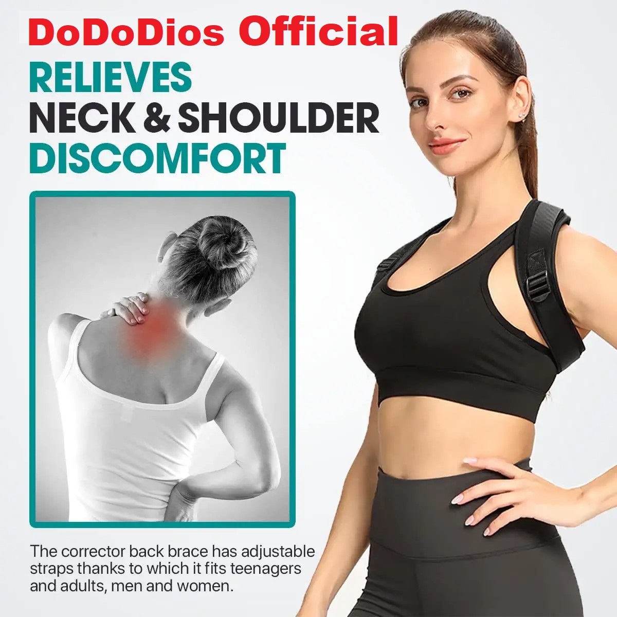 Posture Corrector for Women and Men - Invisible & Adjustable Upper Back Brace for Clavicle Support - Effective Straightener and Providing Pain Relief from Neck, Back, Shoulder - Đai chống gù lưng - Hàng chính hãng DoDoDios