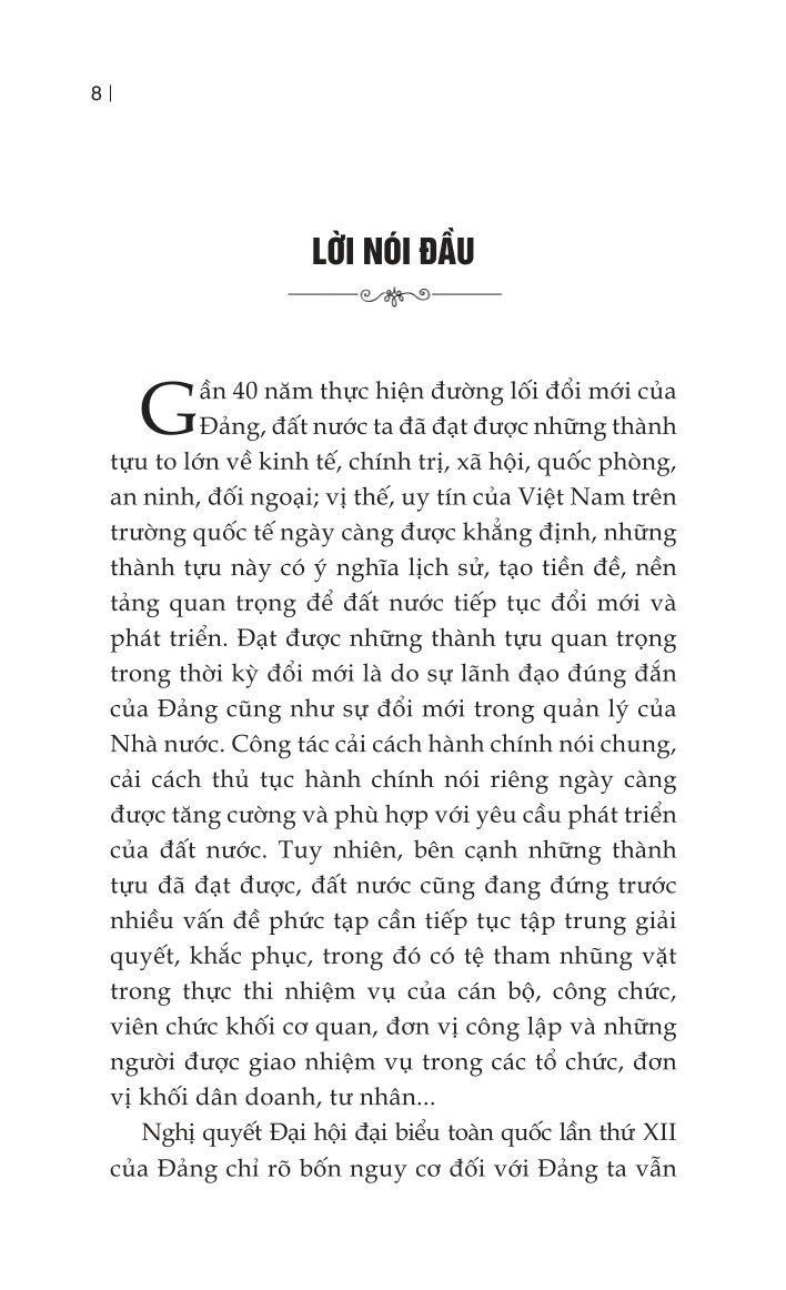 Một số giải pháp đẩy lùi tình trạng tham nhũng vặt trong giải quyết các thủ tục hành chính ở nước ta hiện nay (Sách chuyên khảo)