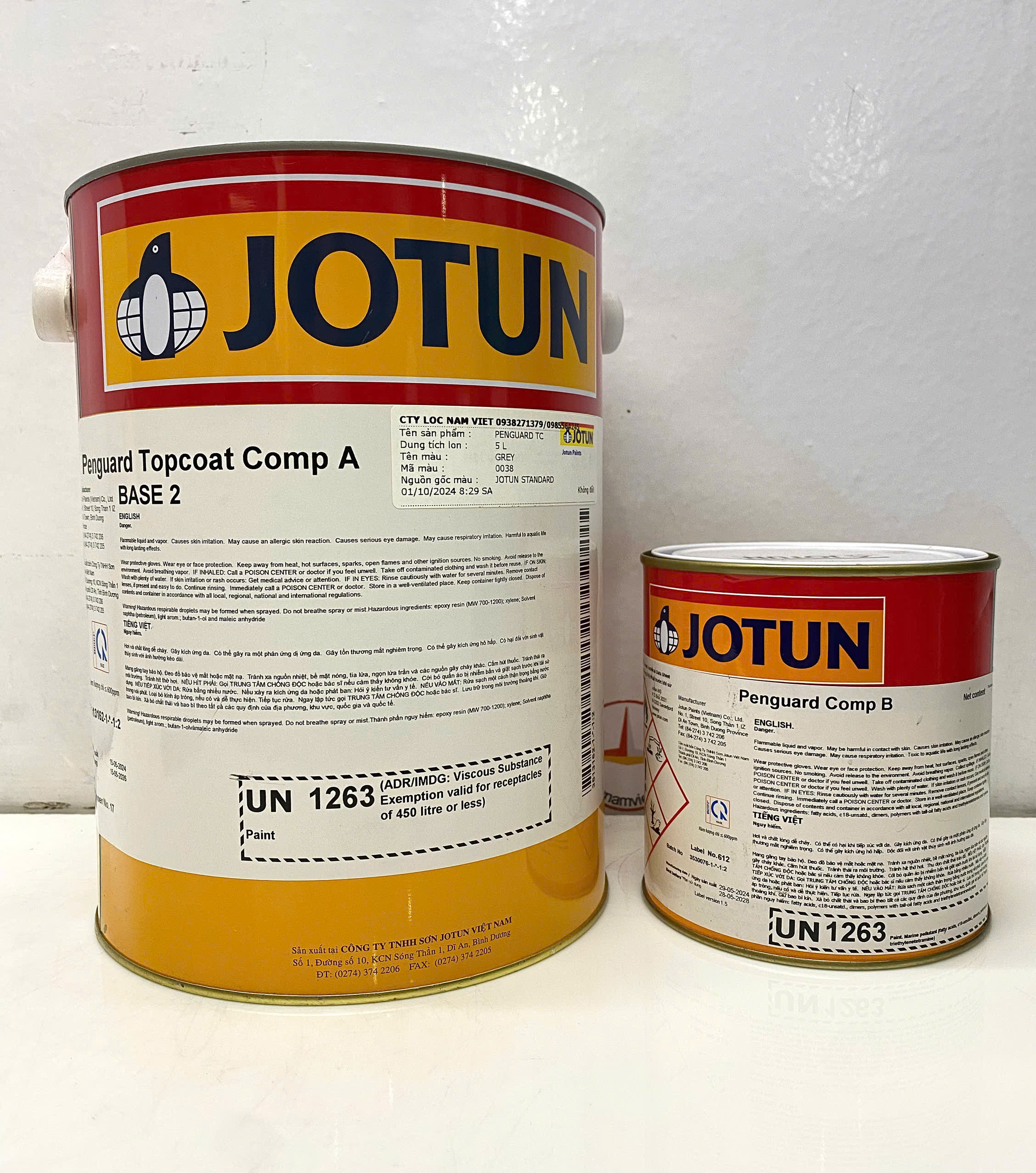 Sơn Epoxy Jotun Penguard Topcoat base 2 màu xám - Grey 0038 _5L/bộ