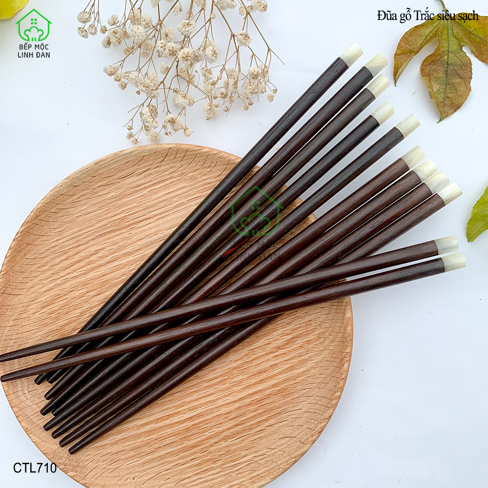 (5 Đôi) Đũa Gỗ Trắc Tự Nhiên Đầu Ốc Biển 1cm - Hàng Đẹp Siêu Sạch [CTL710-5]