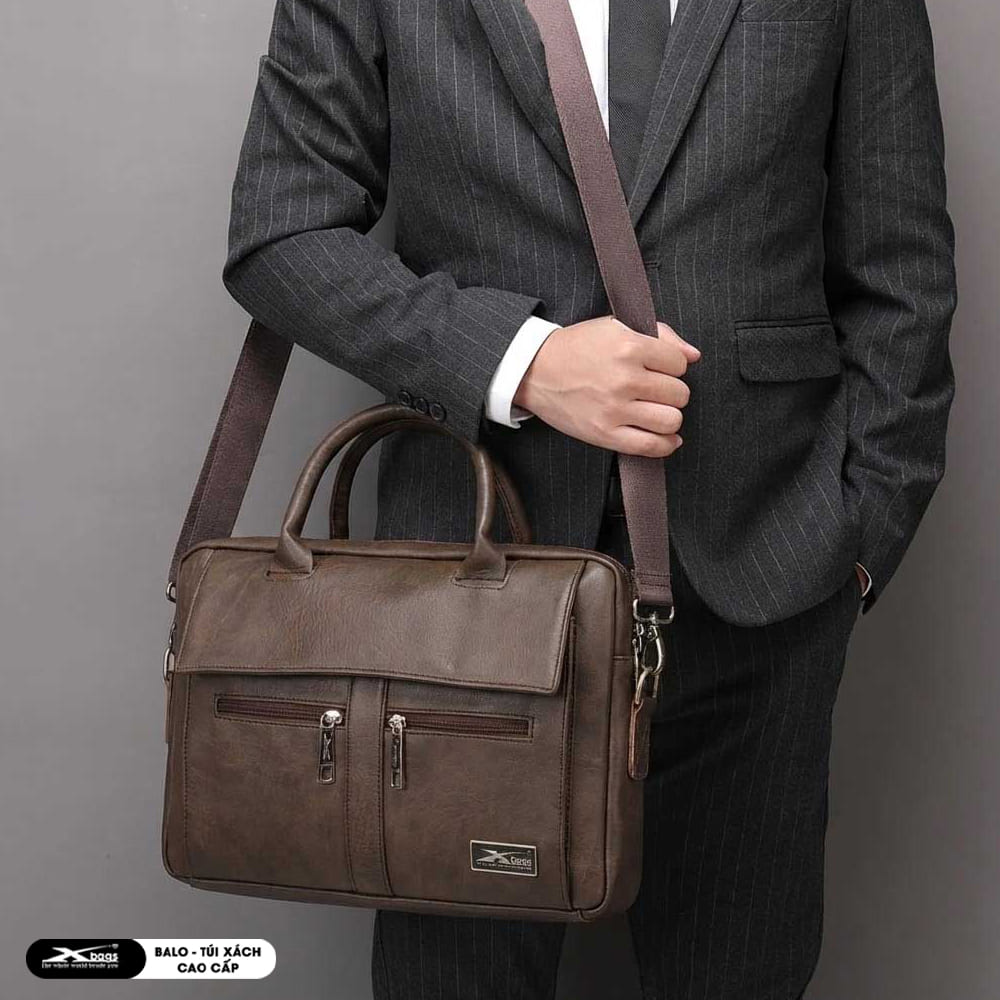 Cặp Công Sở Xbags Lavish Xb4301 Da Cao Cấp Màu Nâu, Chống Va Đập, Chống Nước, Sang Trọng Chuyên Nghiệp, Đựng Được Laptop 15 Inch!