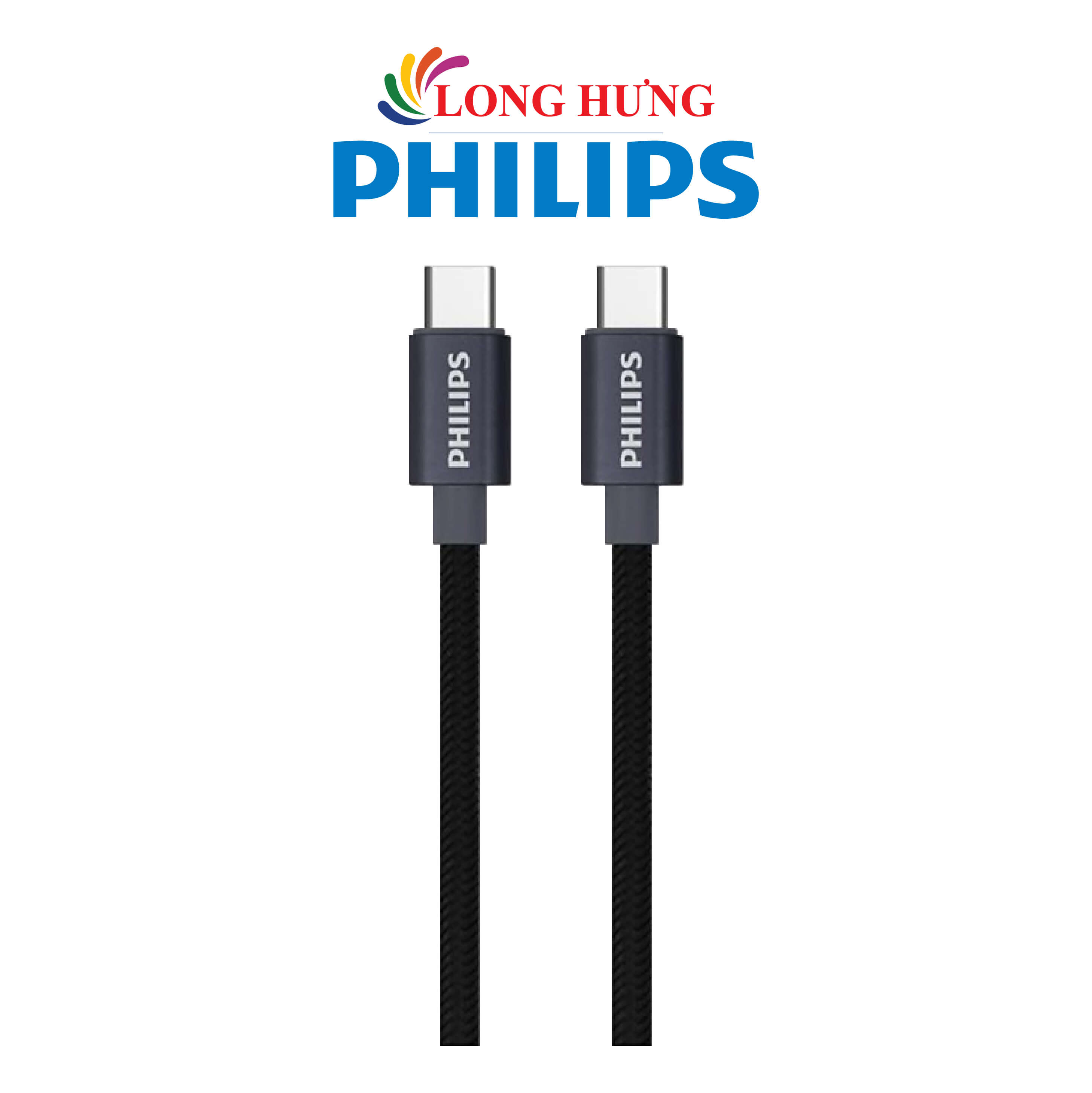 Cáp USB Type-C to Type-C Philips 60W PD3.0/4.0 1m DLC5533C/97 - Hàng chính hãng