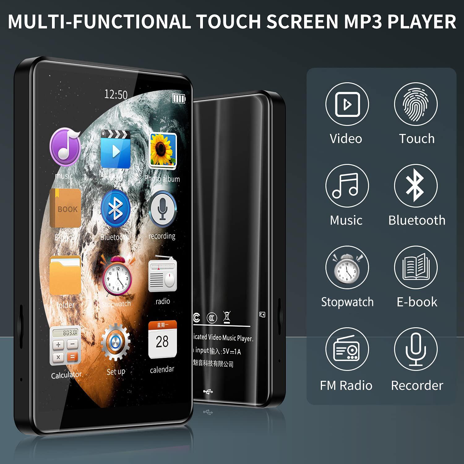 Máy nghe nhạc Yophoon 4 inch HD Mp3 Mp4 Màn hình cảm ứng đầy đủ Bluetooth 5.0 Walkman 16GB Loa tích hợp Máy nghe nhạc Đài FM Ghi Ebook Màu sắc: Hộp màu trắng X20